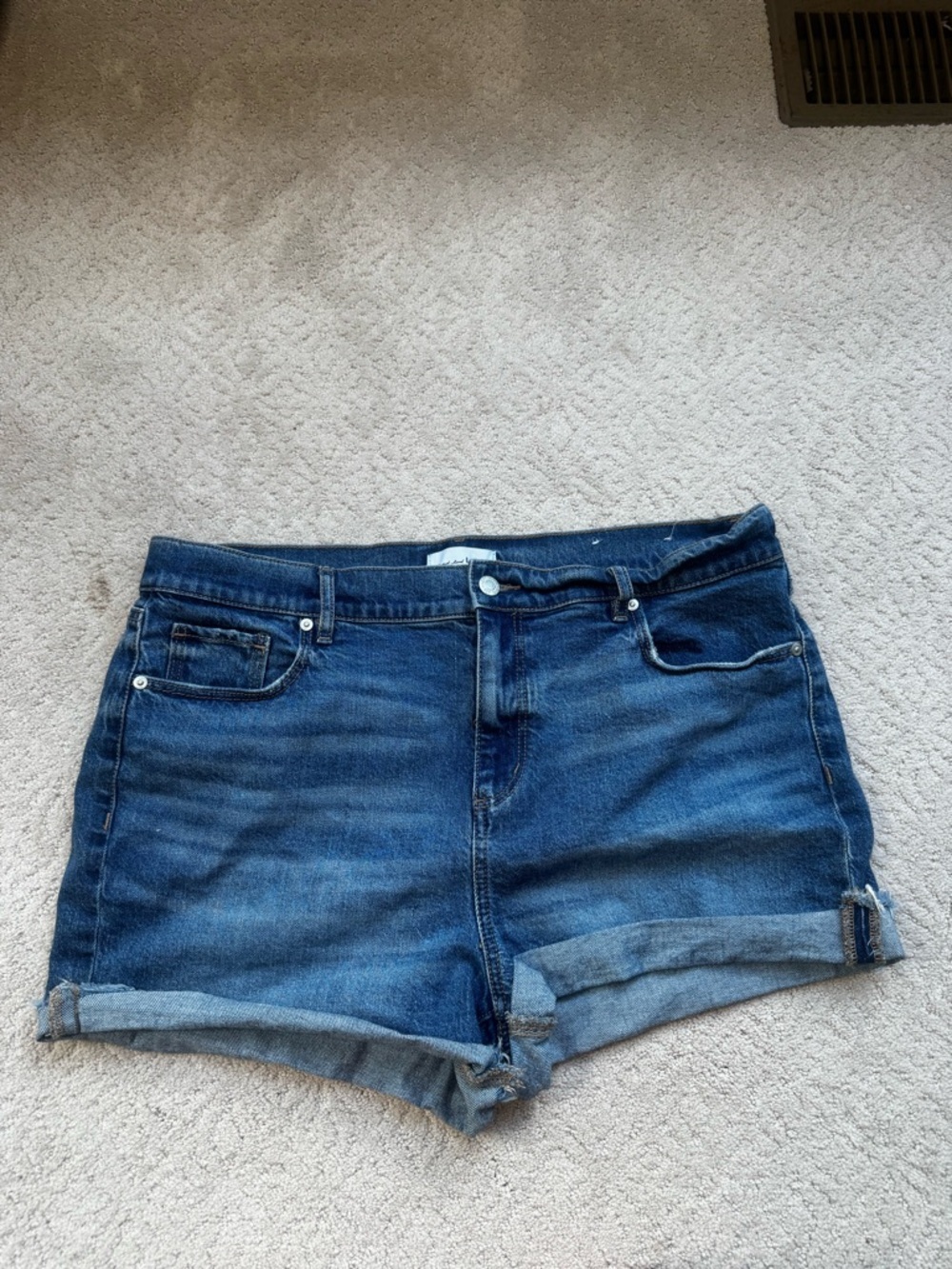 LOFT Women's Dark Blue Denim Roll-Cuff Shorts - size 32 - Picture 2 of 5